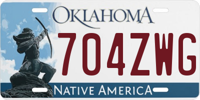 OK license plate 704ZWG