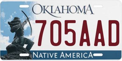 OK license plate 705AAD