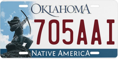 OK license plate 705AAI