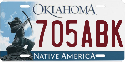OK license plate 705ABK