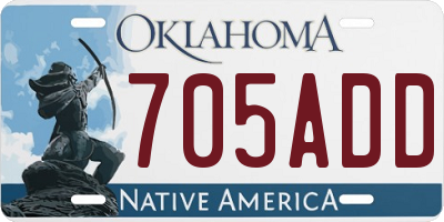 OK license plate 705ADD