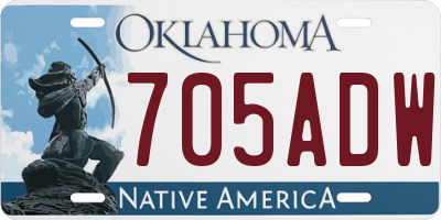 OK license plate 705ADW