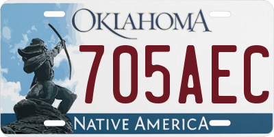 OK license plate 705AEC