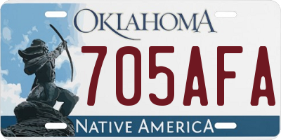 OK license plate 705AFA