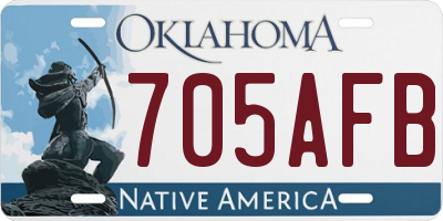 OK license plate 705AFB