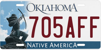 OK license plate 705AFF