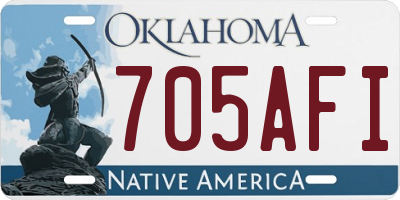 OK license plate 705AFI