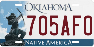 OK license plate 705AFO