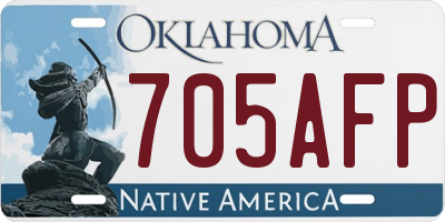 OK license plate 705AFP