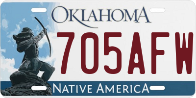 OK license plate 705AFW