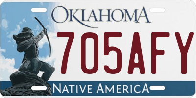 OK license plate 705AFY