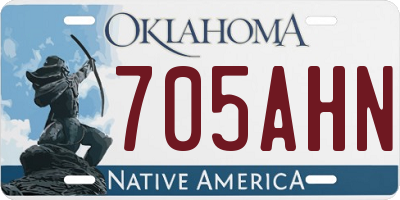 OK license plate 705AHN