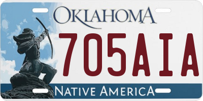 OK license plate 705AIA