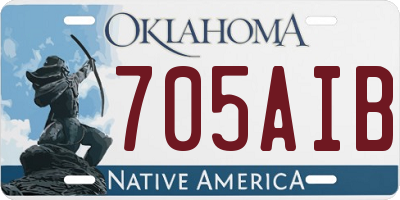 OK license plate 705AIB
