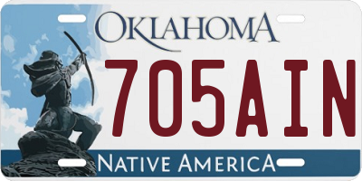 OK license plate 705AIN