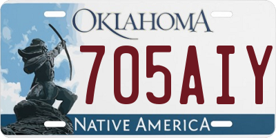 OK license plate 705AIY