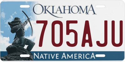 OK license plate 705AJU