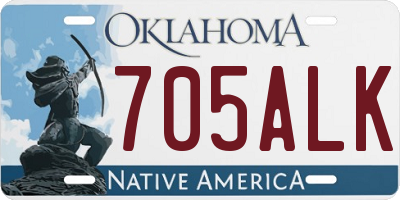 OK license plate 705ALK