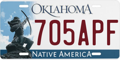 OK license plate 705APF