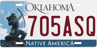 OK license plate 705ASQ