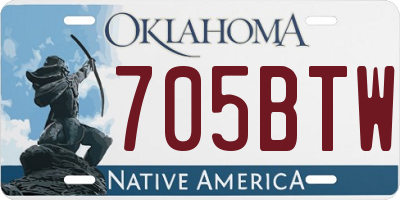 OK license plate 705BTW