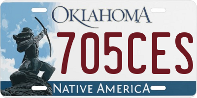 OK license plate 705CES
