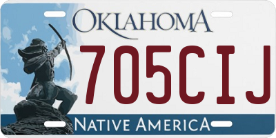 OK license plate 705CIJ