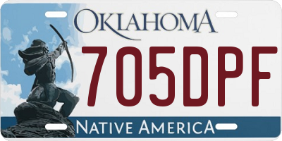 OK license plate 705DPF