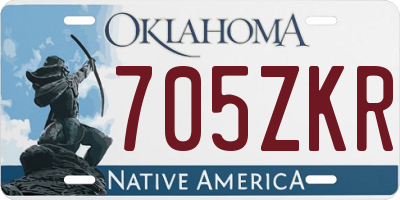 OK license plate 705ZKR