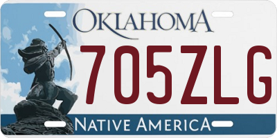 OK license plate 705ZLG