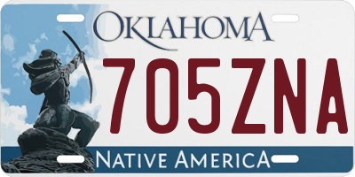 OK license plate 705ZNA