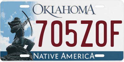 OK license plate 705ZOF