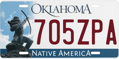 OK license plate 705ZPA