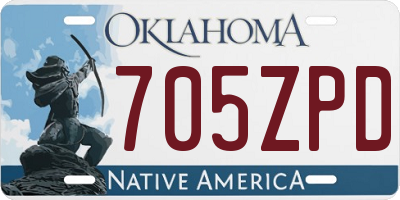 OK license plate 705ZPD