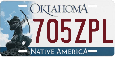 OK license plate 705ZPL