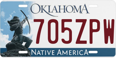 OK license plate 705ZPW