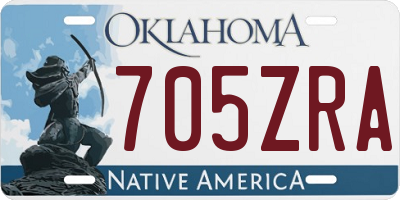 OK license plate 705ZRA