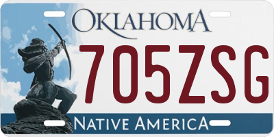 OK license plate 705ZSG