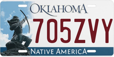 OK license plate 705ZVY