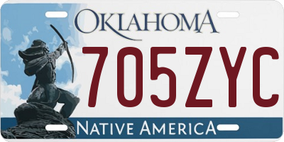 OK license plate 705ZYC