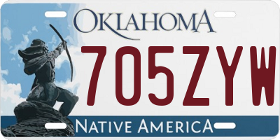 OK license plate 705ZYW