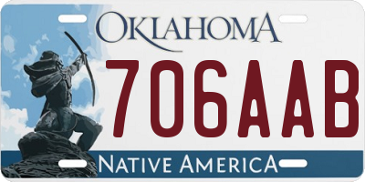 OK license plate 706AAB