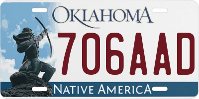 OK license plate 706AAD