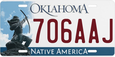 OK license plate 706AAJ