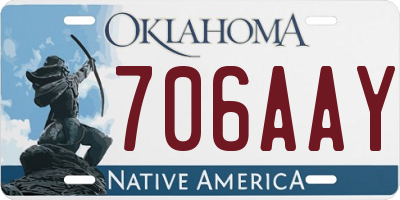 OK license plate 706AAY