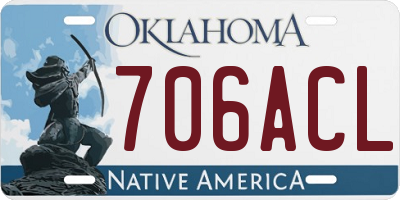 OK license plate 706ACL