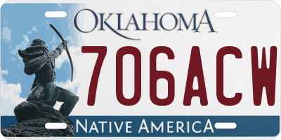 OK license plate 706ACW