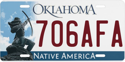 OK license plate 706AFA