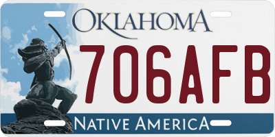 OK license plate 706AFB