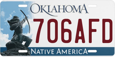 OK license plate 706AFD